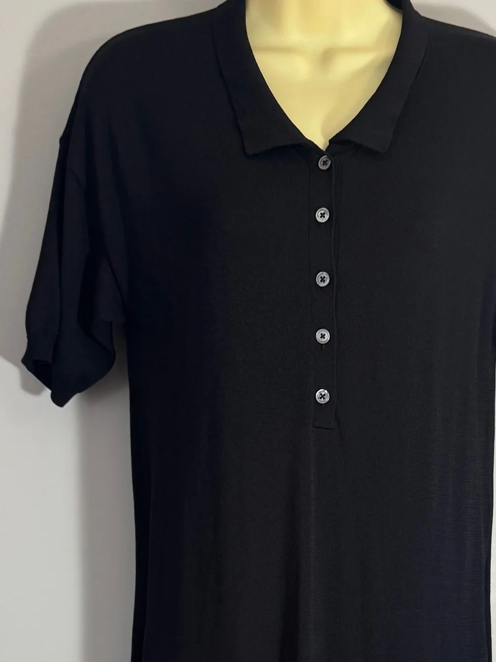 Totême Belize Knit Midi Polo Dress Black Collared Side Slit Oversized XS (s-m) - Picture 6 of 16